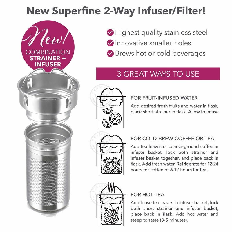 Teabloom - The ORIGINAL All-Brew Travel Tumbler & Thermos | OPRAHâ€™s Favorite | 16oz/480ml Insulated Water Bottle/Tea Flask/Cold Brew Coffee Mug - Image 3